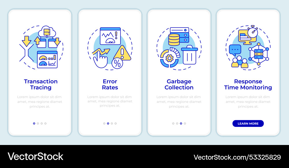 Application performance monitoring onboarding Application performance monitoring onboarding vector image