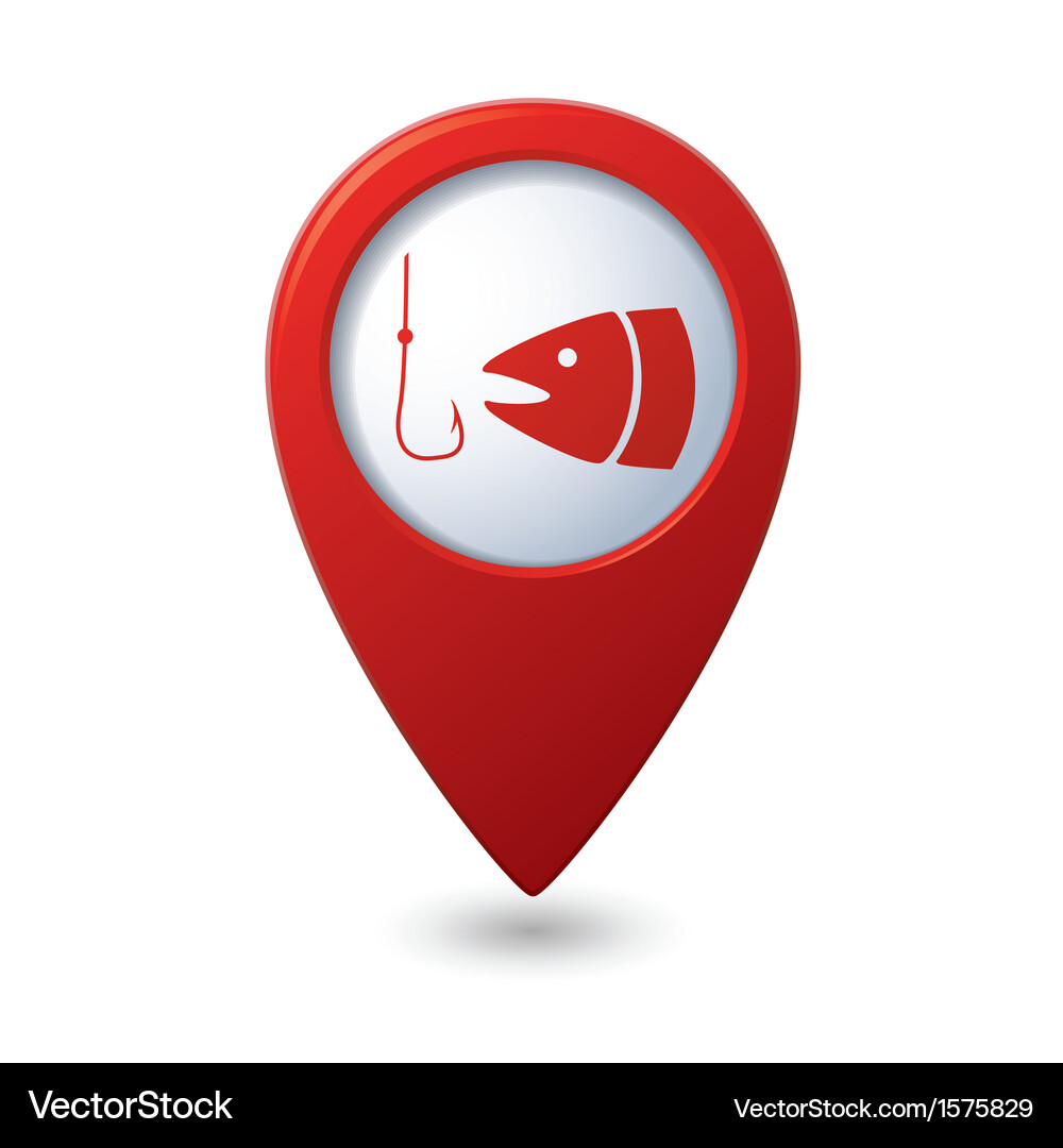 Fishing icon red map pointer Vector Image