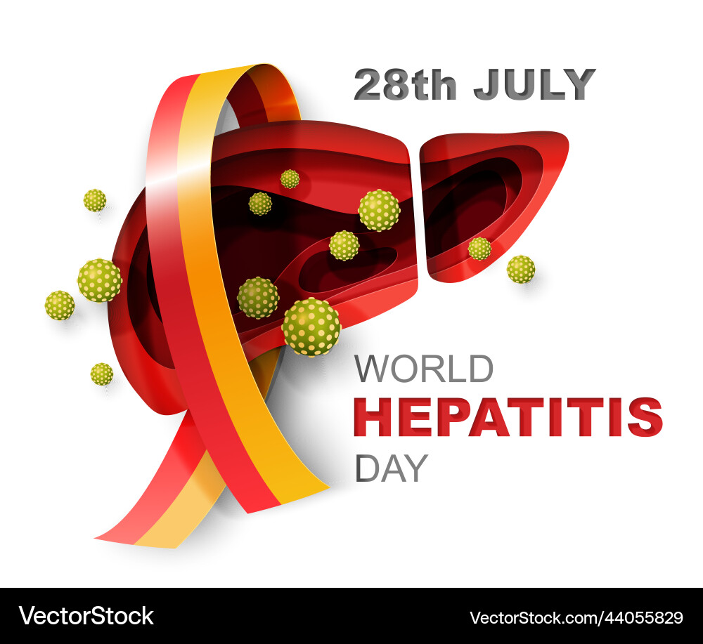 World hepatitis day 3d paper cut vector image