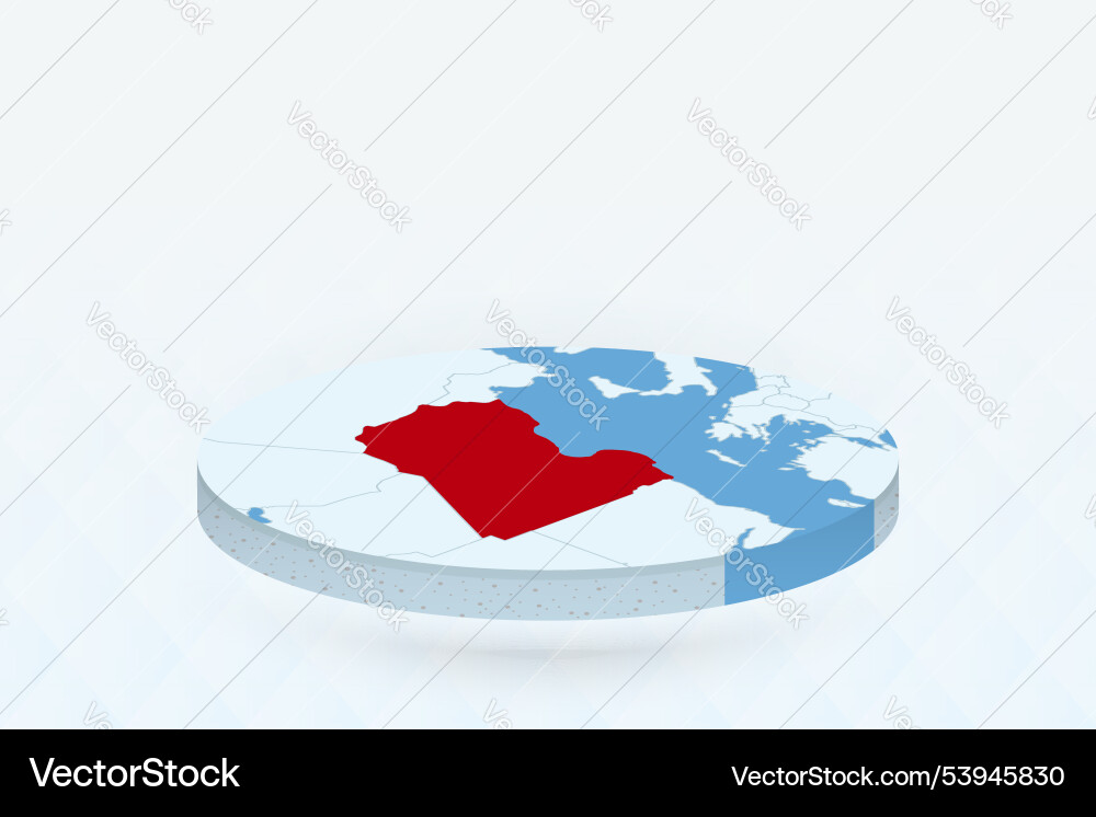 3d isometric map highlighting libya in red vector image