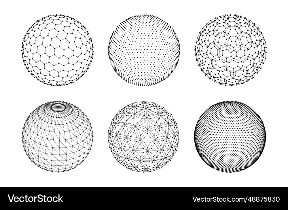 3D Mesh Sphere - Globe & Polygon Vector Image