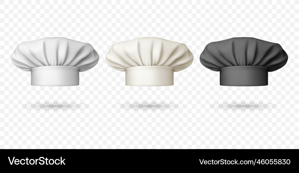 3d realistic white and black chef hat 3d realistic white and black chef hat vector image