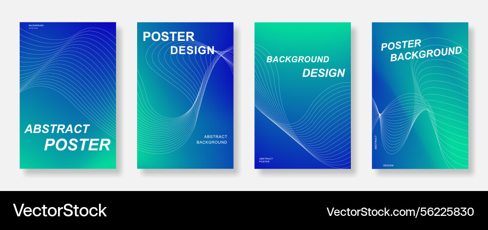 Abstract dynamic line wave poster background set Abstract dynamic line wave poster background set vector image