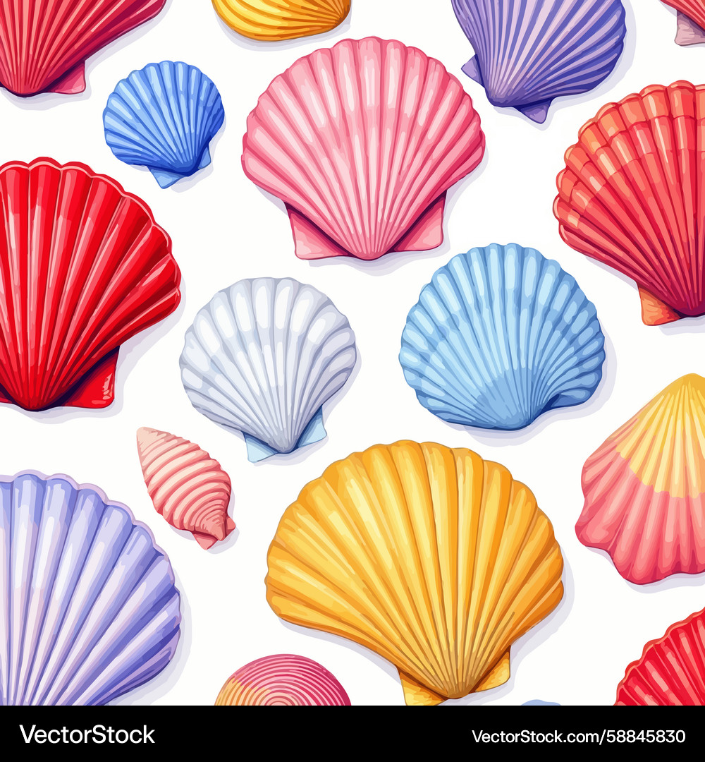 Ai-generated colorful scallops creating seamless Vector Image