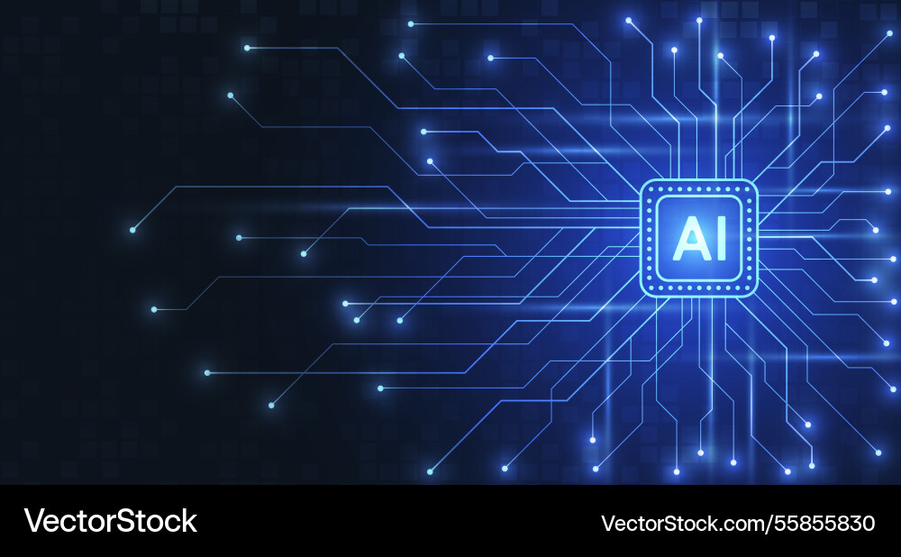 Artificial intelligence chipset on circuit board Artificial intelligence chipset on circuit board vector image