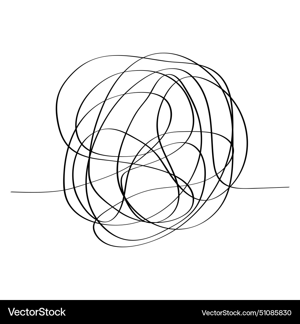 Complicated way with scribbled chaos line doodle vector image