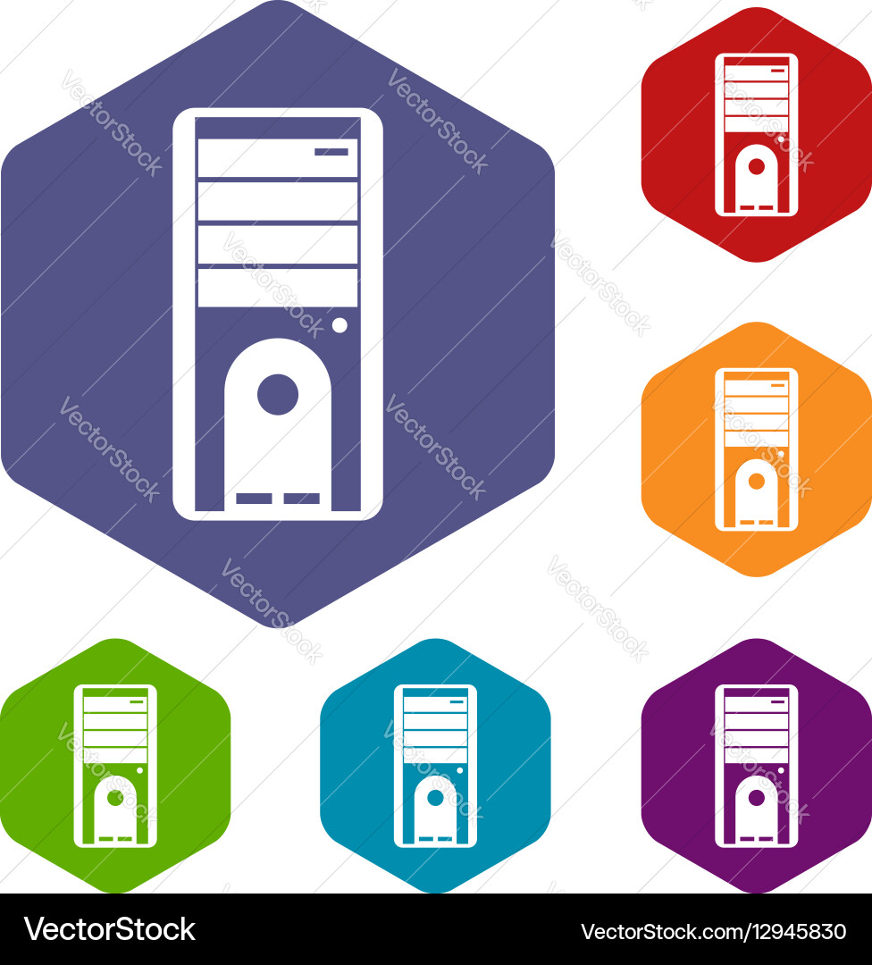 Computer system unit icons set Vector Image