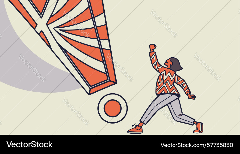 Dynamic person running with abstract background vector image