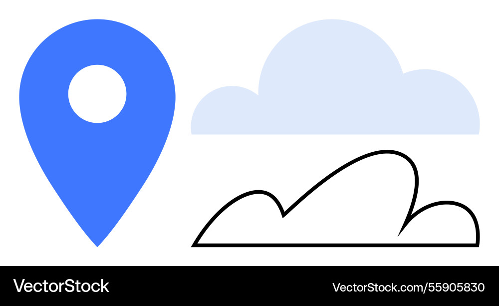 Map pin with cloud elements representing Map pin with cloud elements representing vector image