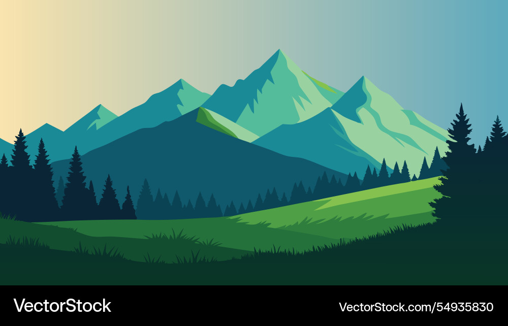 Mountains in the background with a foreground Vector Image
