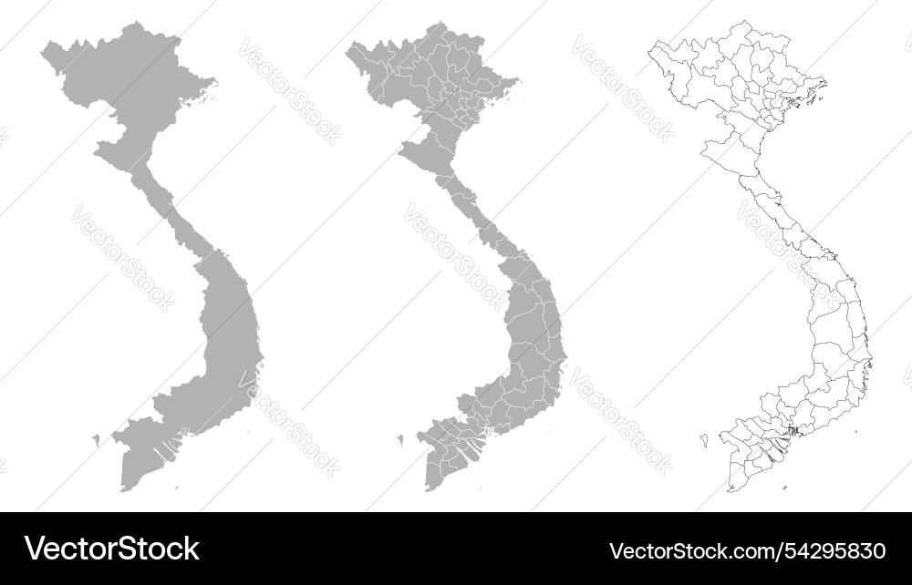 Set of vietnam maps with main map and regional vector image
