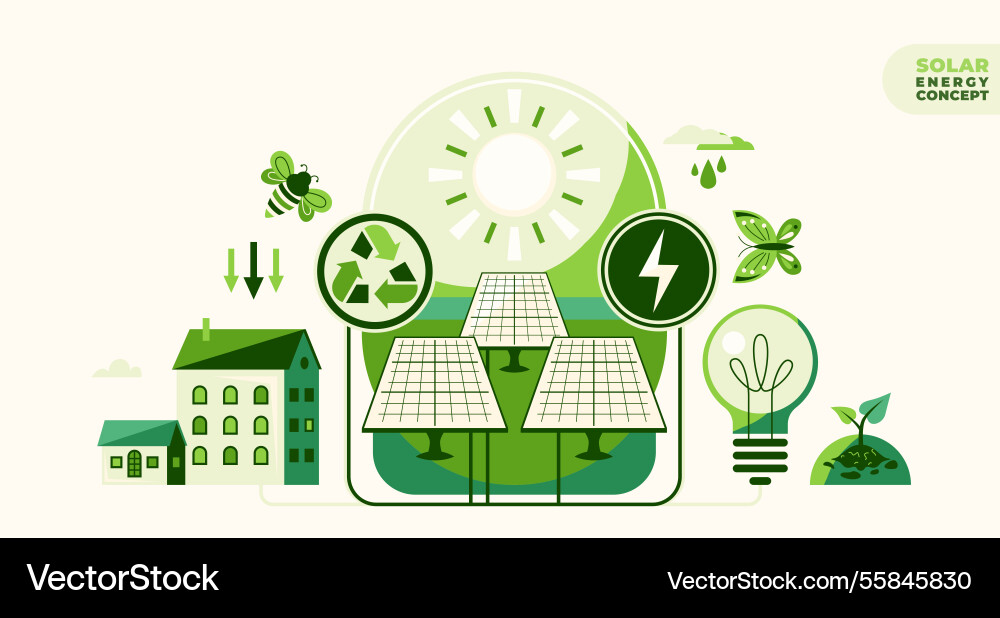 Solar energy sustain environment Solar energy sustain environment vector image