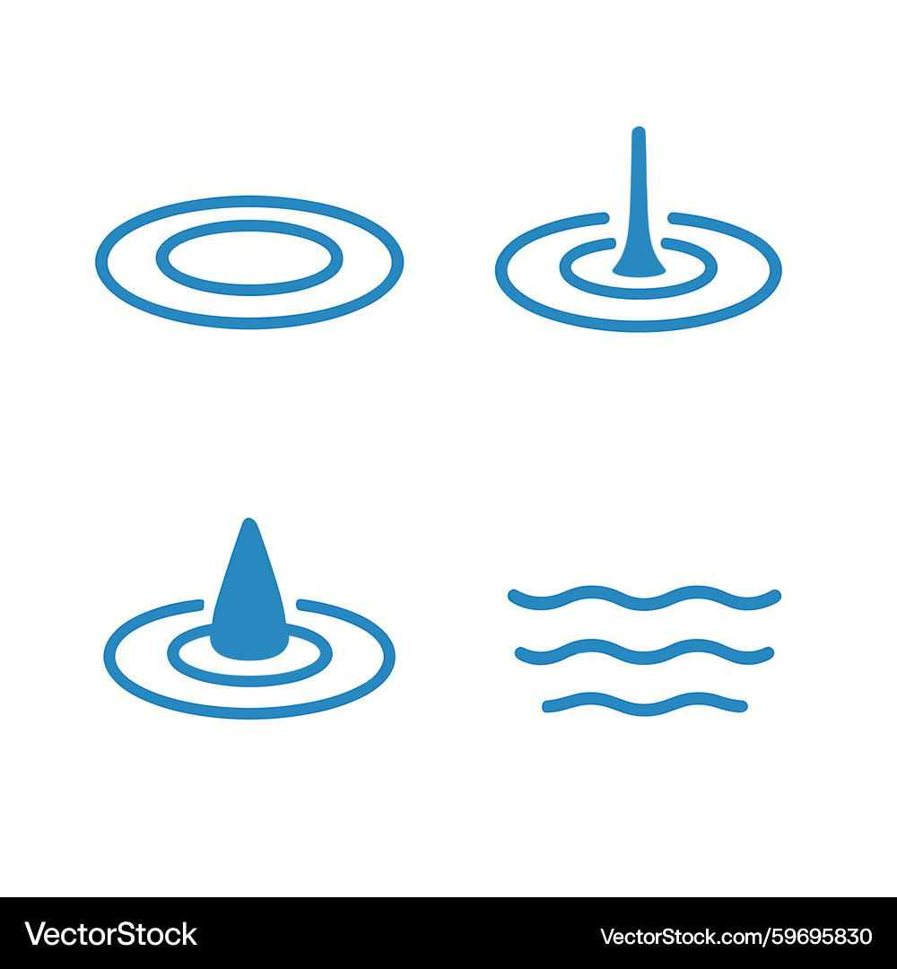 Water Ripple Icon Set - Line Art – Royalty-Free Vector | VectorStock, image size:1000x1080