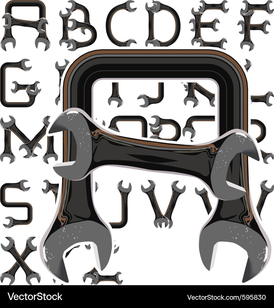 Wrench alphabet Royalty Free Vector Image VectorStock