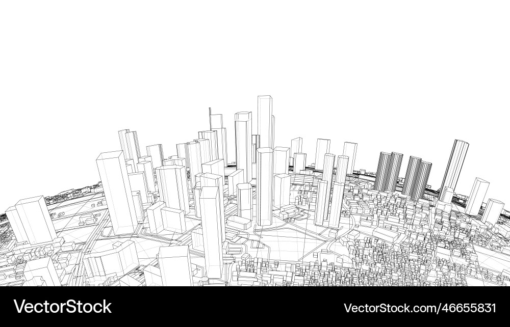 3d city sphere rendering of Vector Image
