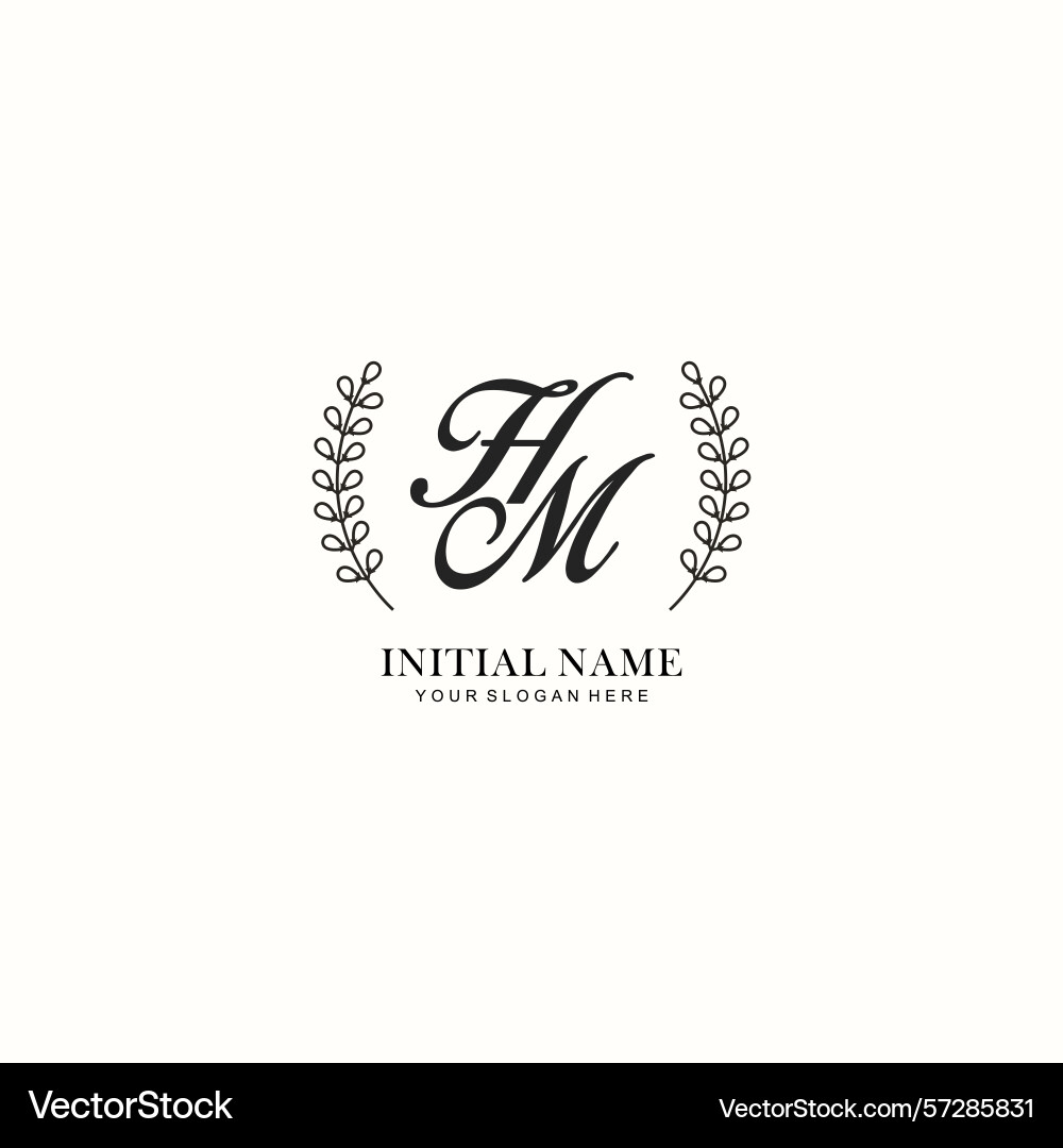 Hm initial logo templates with botanical elements Hm initial logo templates with botanical elements vector image
