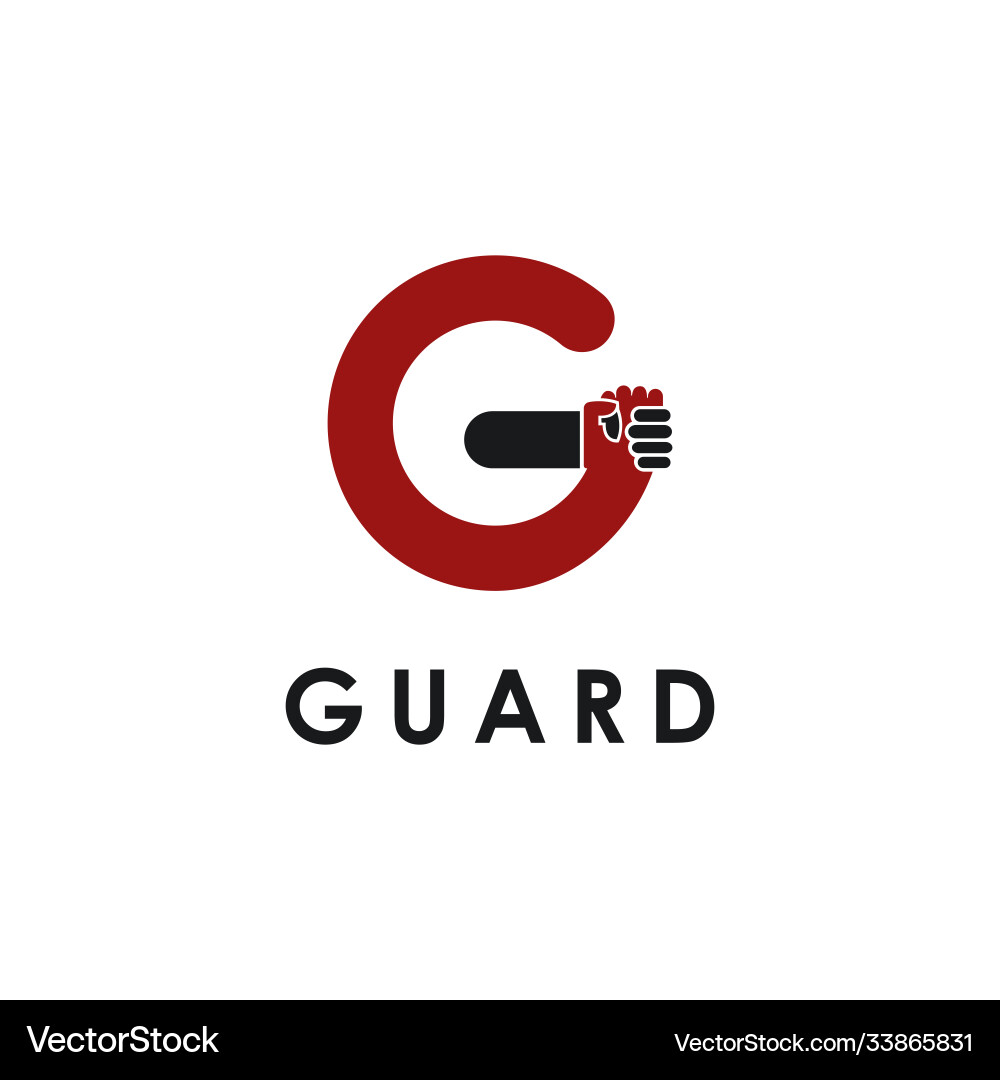 Holding hand letter g guard logo template