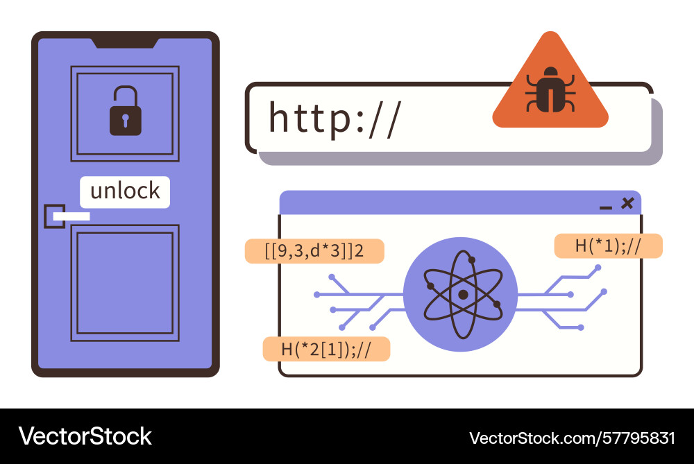 Online security challenges with unlocking system Online security challenges with unlocking system vector image