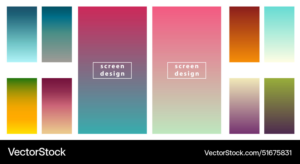 Screen gradient set with modern abstract vector image