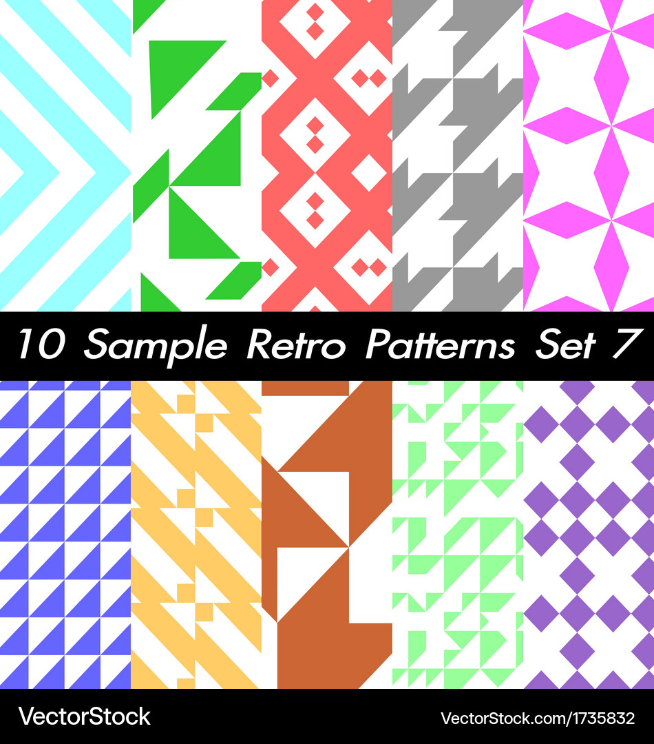 10 retro patterns textures set 7 Vector Image