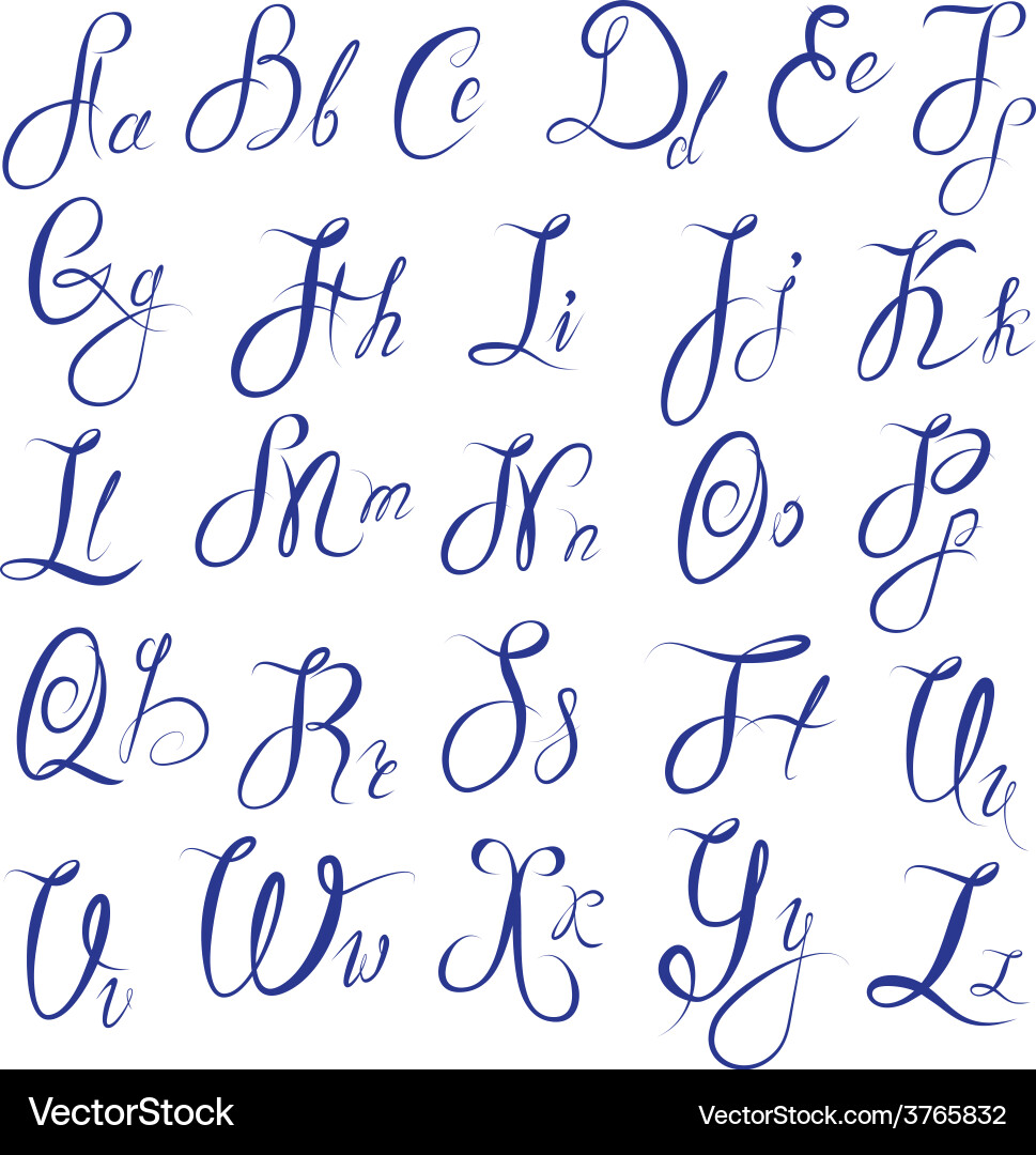 Abc - english alphabet handwritten calligraphic vector image