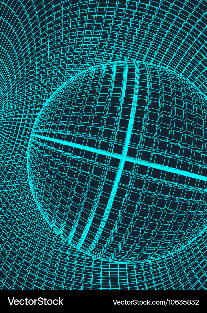 Abstract 3d illuminated distorted mesh sphere vector image