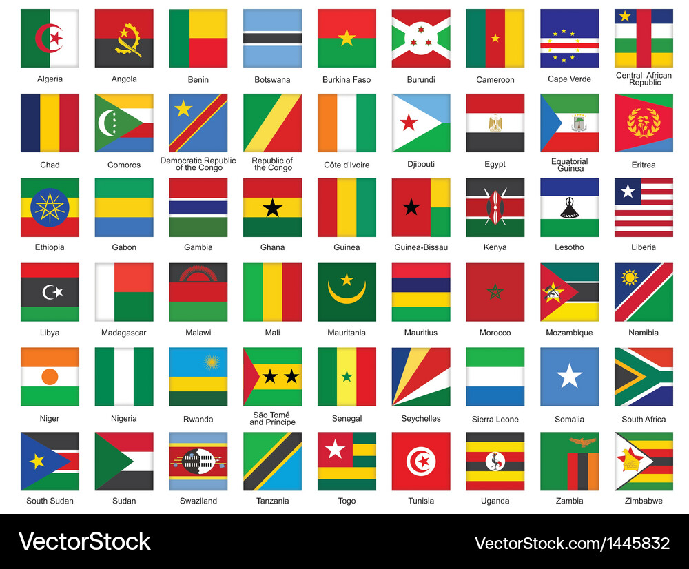 African Flag Icons Vector Image
