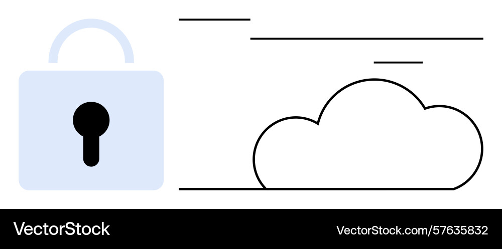 Cloud security concept with lock and simplified Cloud security concept with lock and simplified Vector Image
