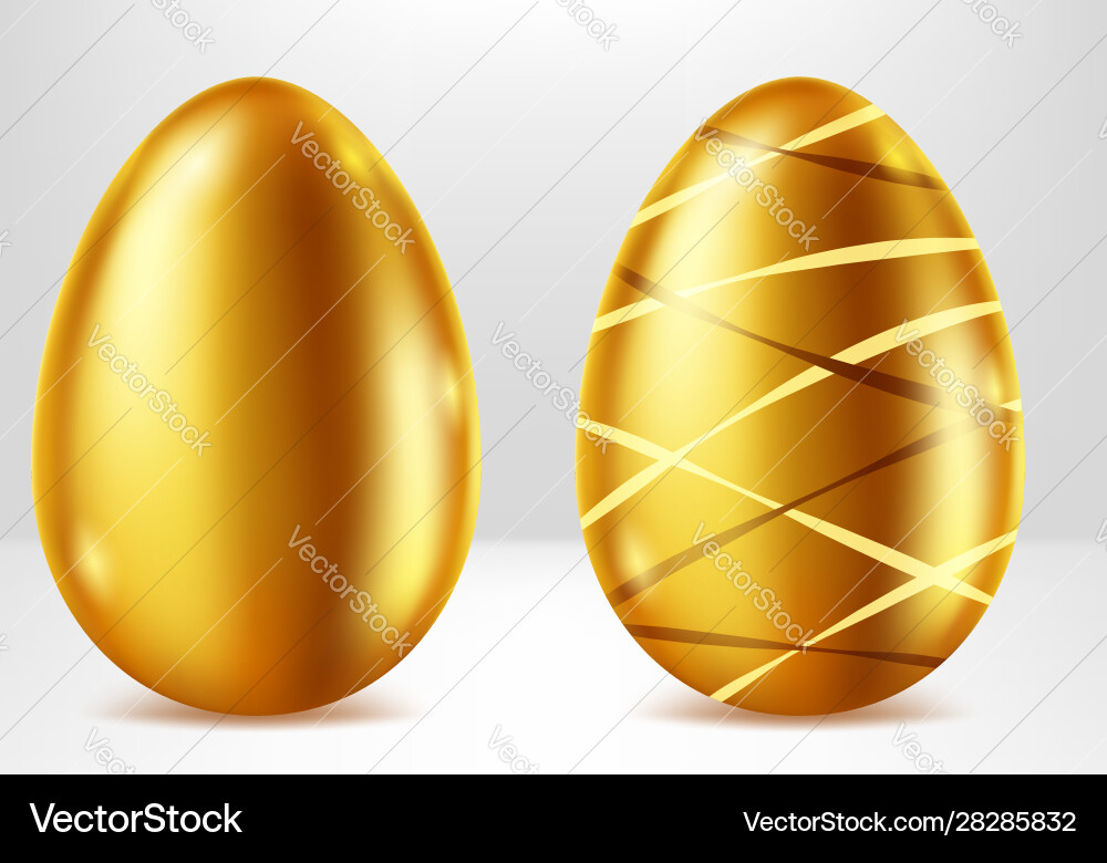 Golden eggs easter metal gift realistic Golden eggs easter metal gift realistic vector image
