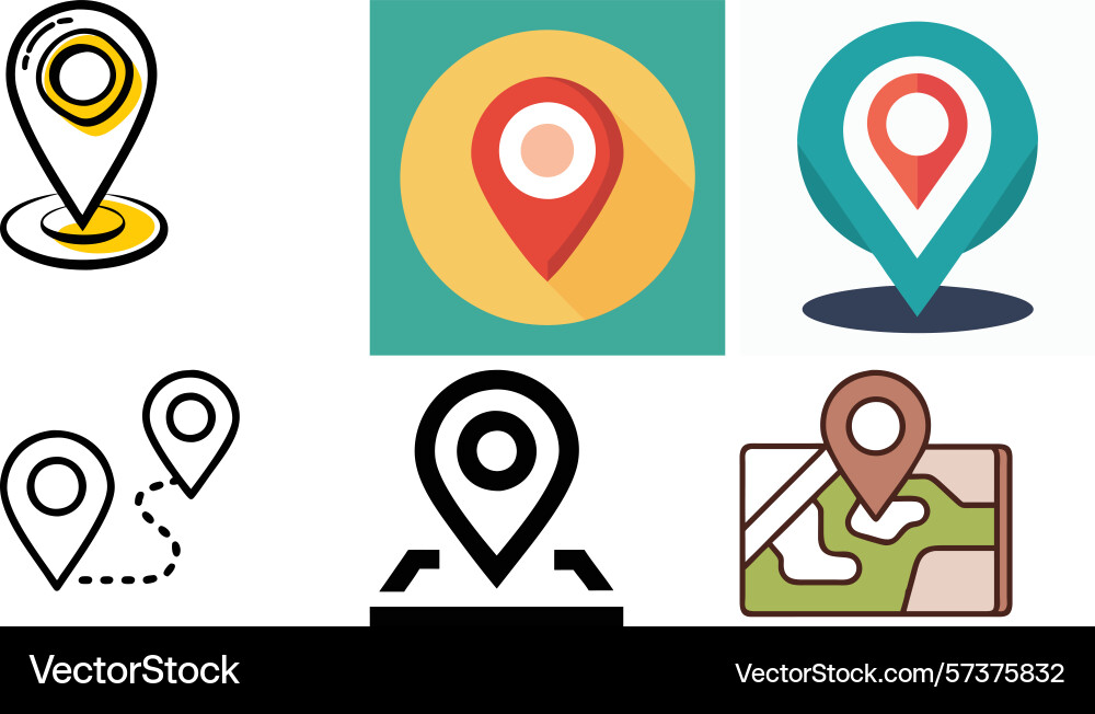 Minimalist gps icon set - navigation location vector image