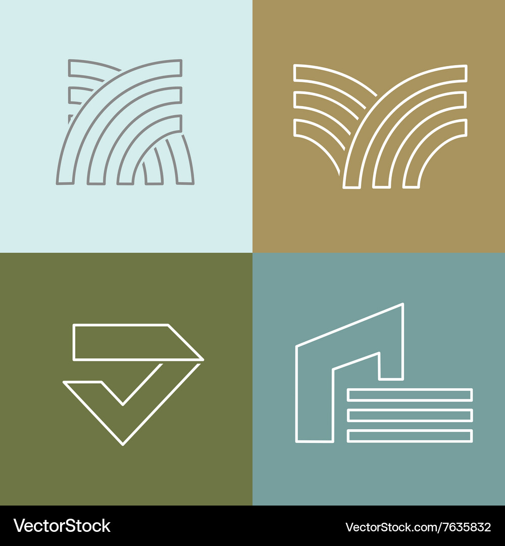 Modern Building Icons - Linear Style Vector Image
