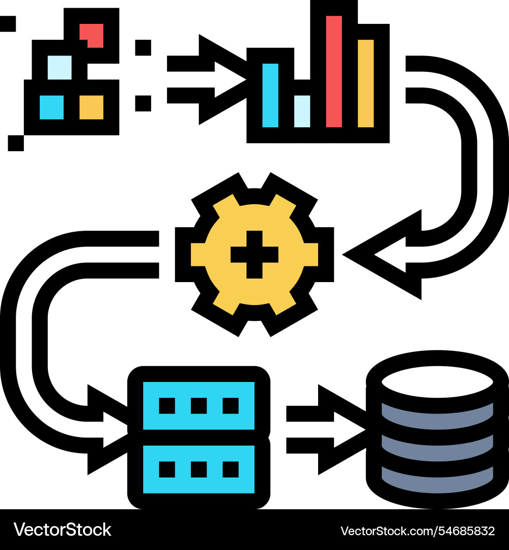 Pipeline big data color icon Pipeline big data color icon Vector Image