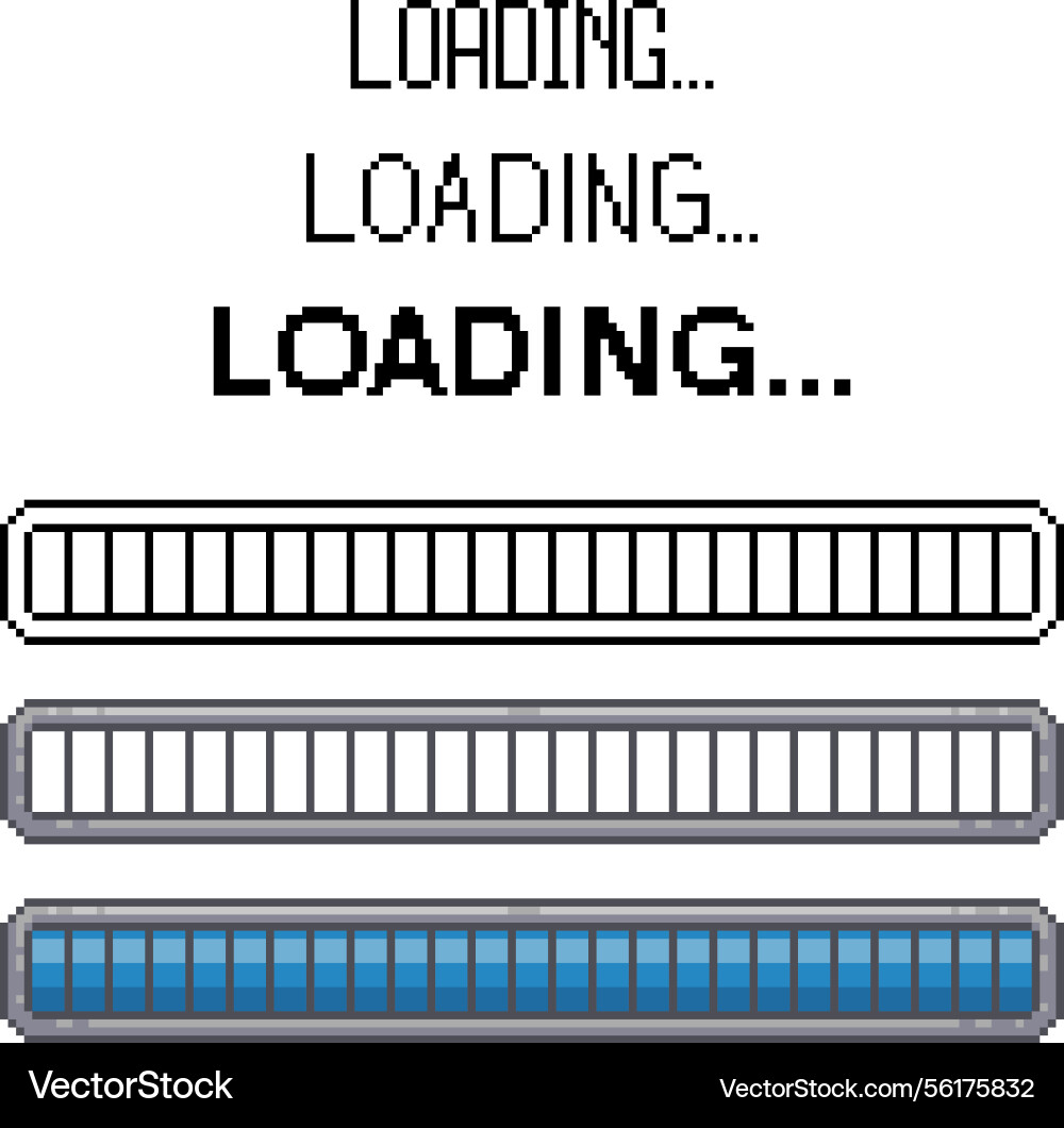 Pixel art loading bar set retro video game Pixel art loading bar set retro video game vector image