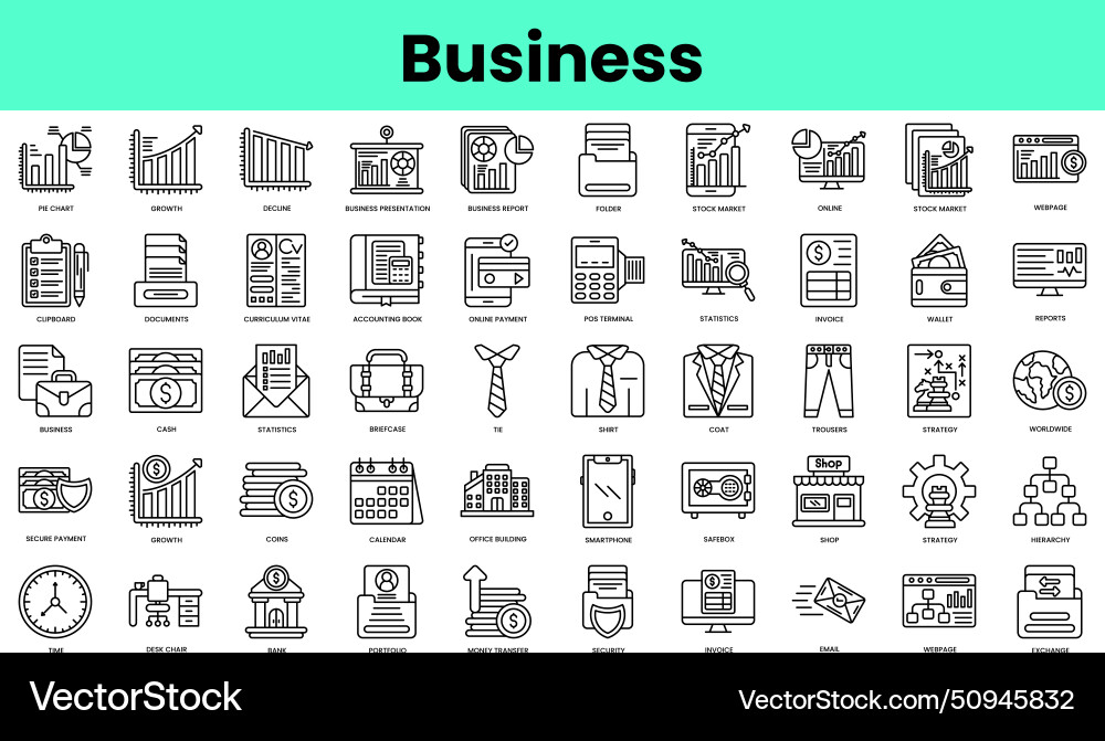 Set of business icons linear style icon bundle Vector Image