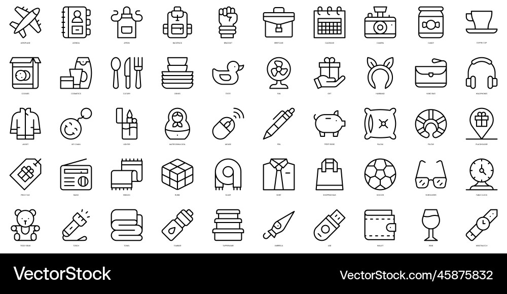 Set of simple outline promotional gifts icons Vector Image