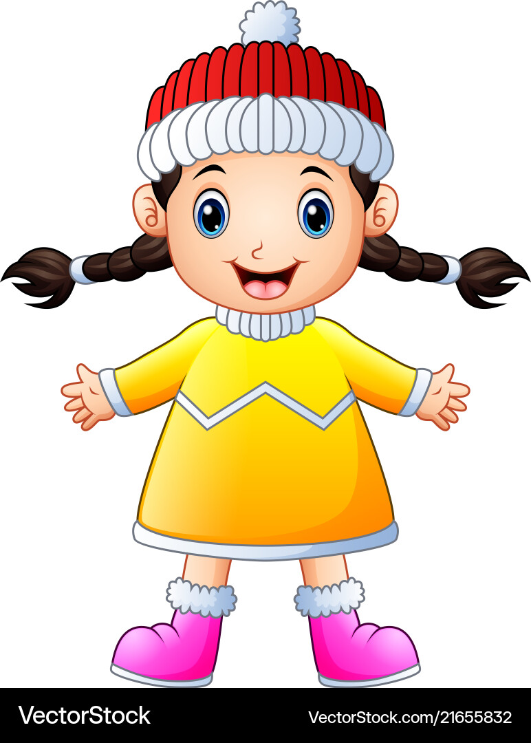 Smiling Girl in Winter Clothes Vector Image