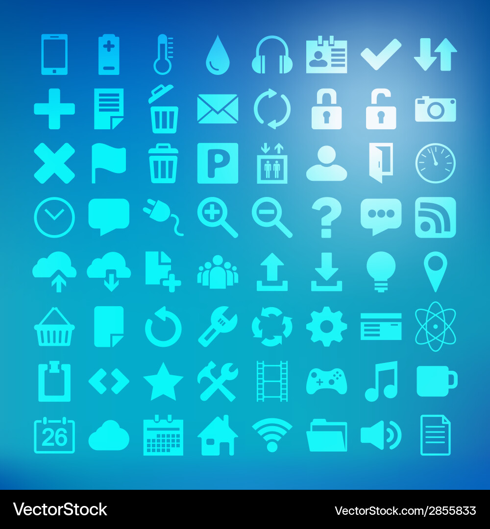 64 universal flat icon set for web desighers ui vector image