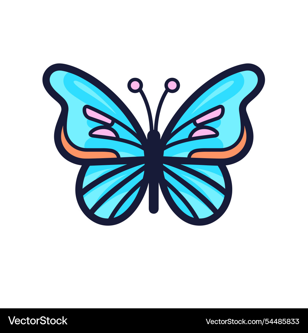 Bright blue butterfly with vibrant wing patterns Bright blue butterfly with vibrant wing patterns vector image