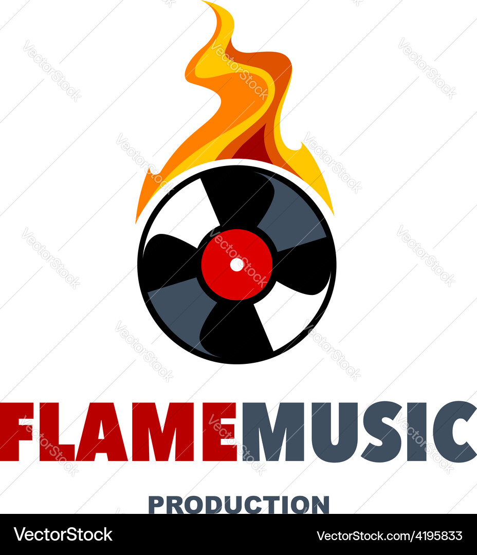Burning Vinyl Music Logo Vector Image