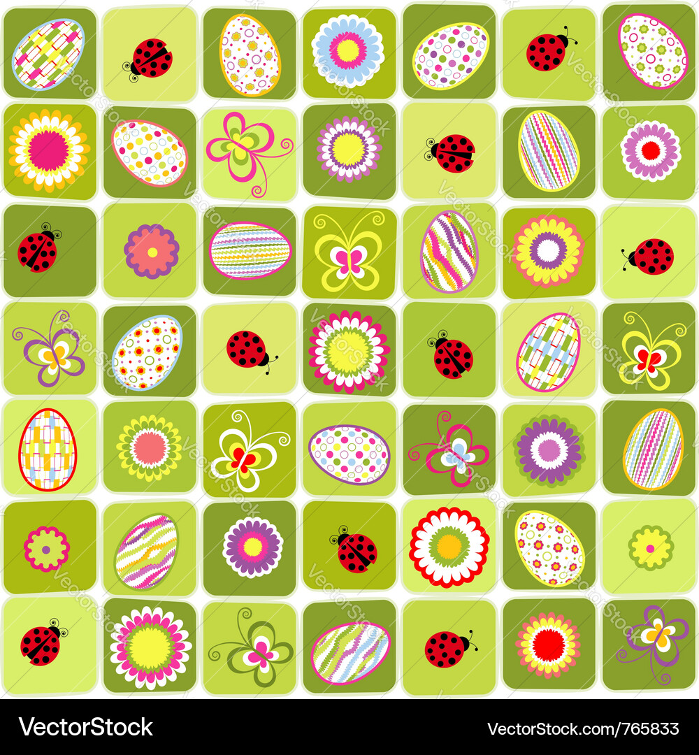 Floral Easter Seamless Pattern Vector Image