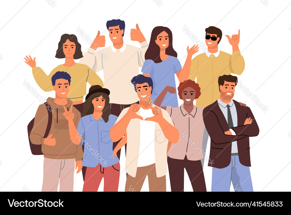 Group of people together young men and women vector image