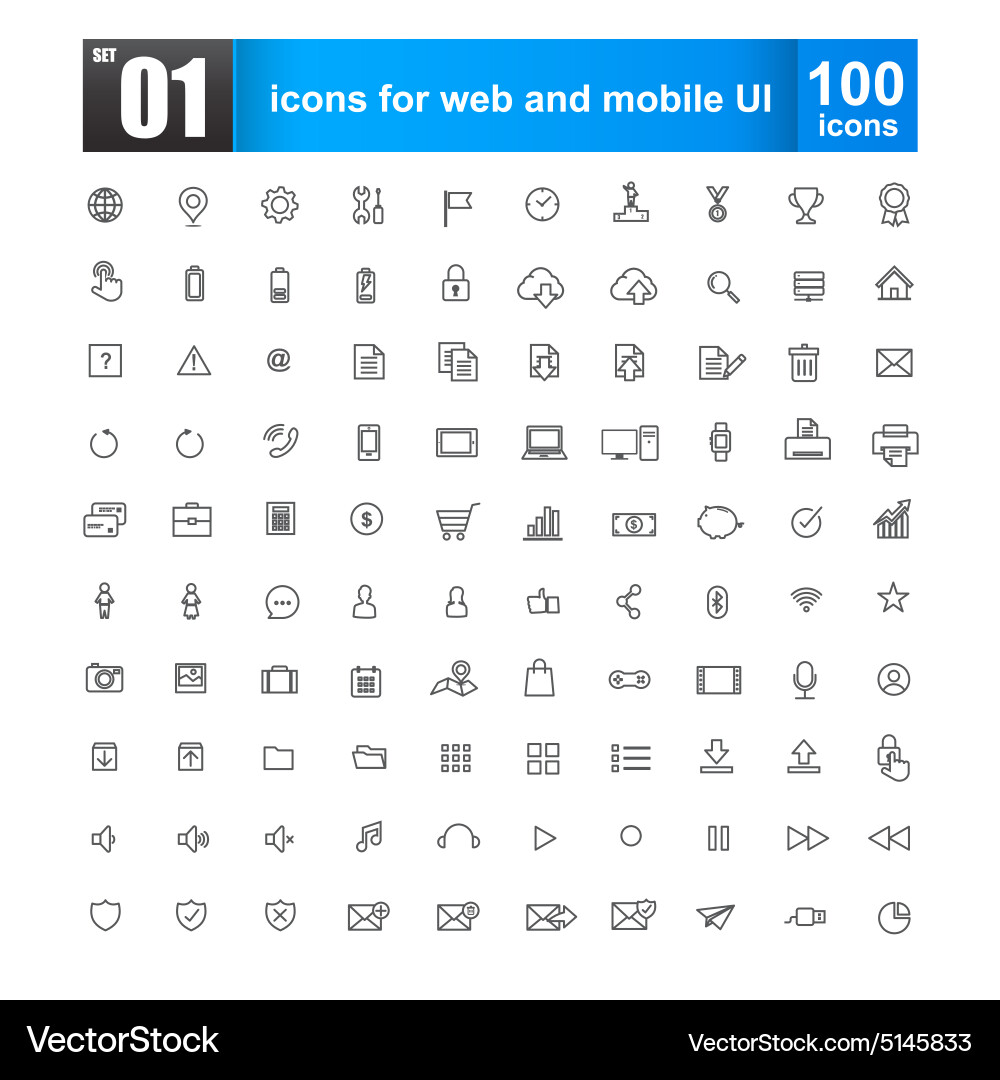Line Icons - UI & Web Vector Image