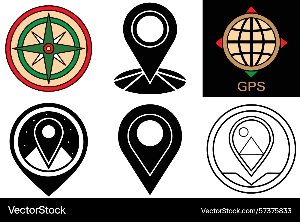 Minimalist gps icon set - navigation location vector image