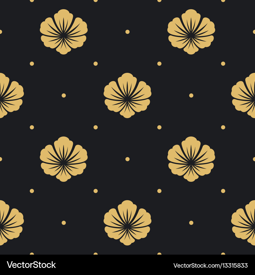 Seamless pattern black with flower Royalty Free Vector Image