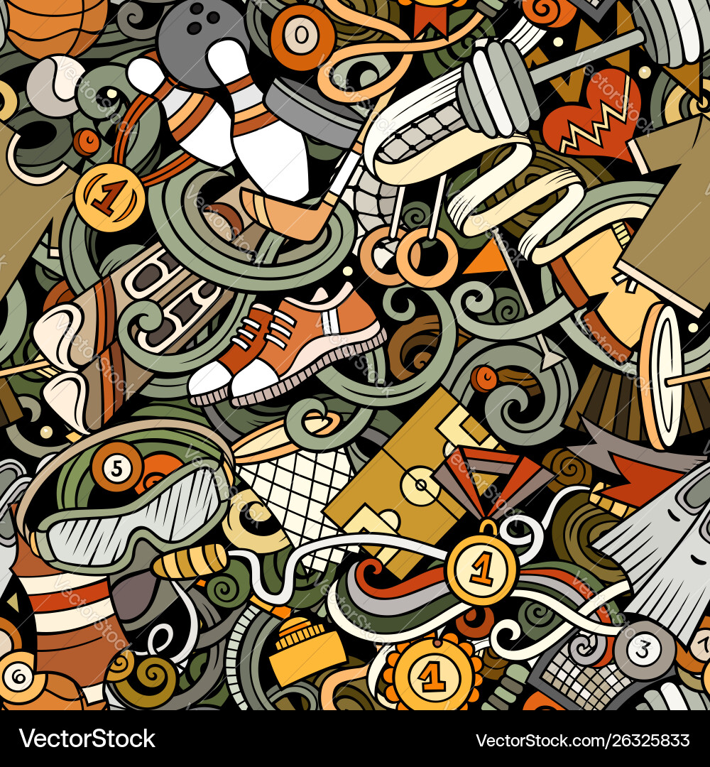 Sporthand gezeichnete Doodles nahtloses Muster Sporthand gezeichnete Doodles nahtloses Muster vektorbild