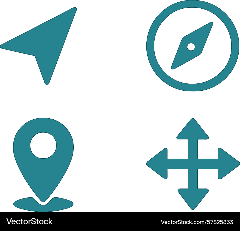 Symbols of navigation and location used in mapping Symbols of navigation and location used in mapping vector image