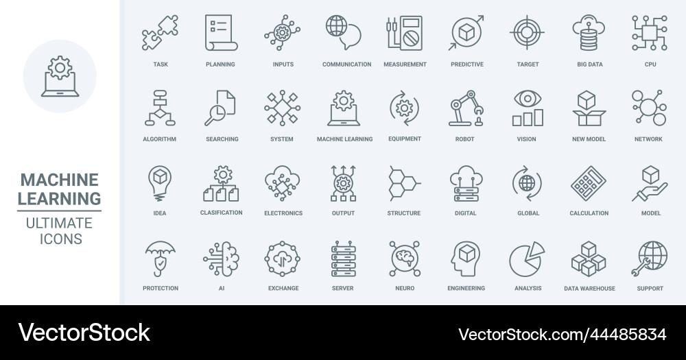 AI Data Analysis Icons - Machine Learning vector image
