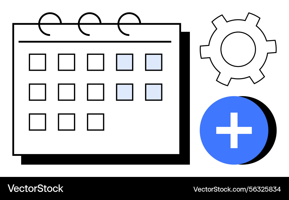 Calendar Interface with Add Button Vector Image
