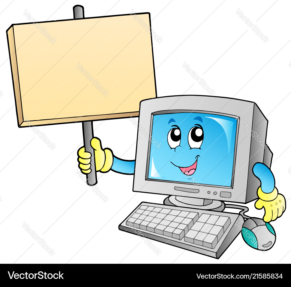 Desktop computer with blank board Desktop computer with blank board vector image