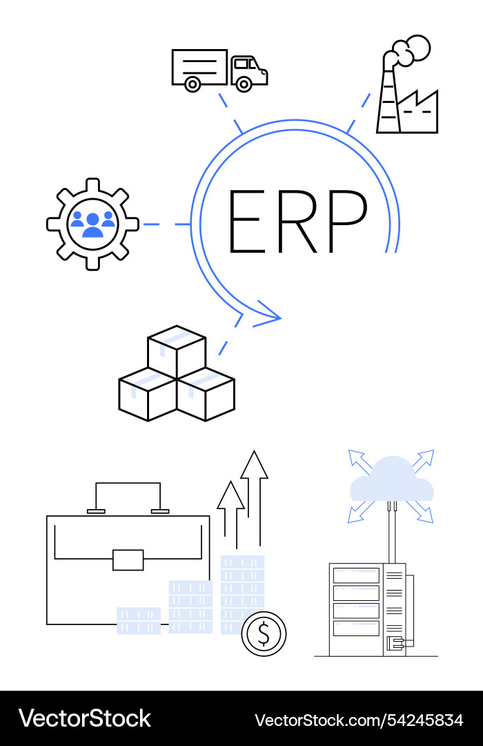 Enterprise resource planning erp system elements Enterprise resource planning erp system elements vector image